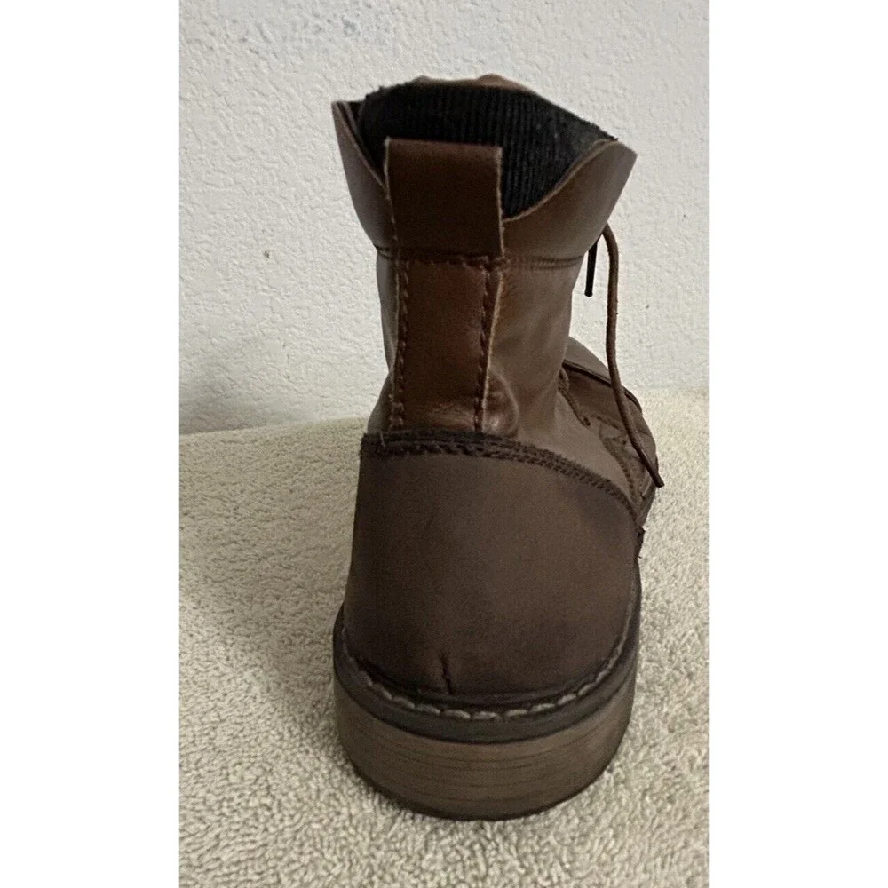 Steve Madden Men's Size 10 M-trader Cognac Lace-up and Side Zipper Combat Boots